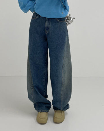 885 Washed Curved Wide Denim